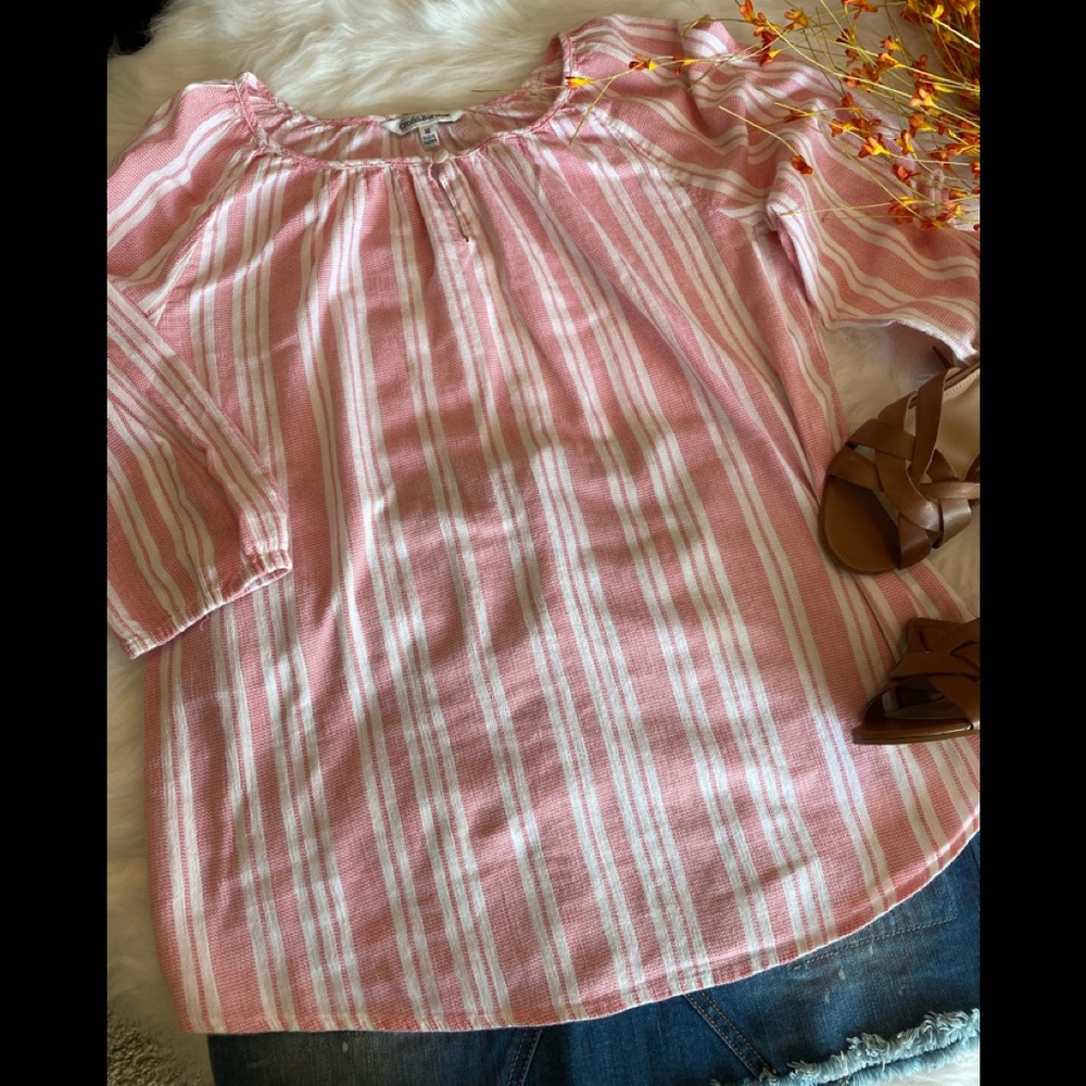 CROFT & BARROW pink and white striped blouse
